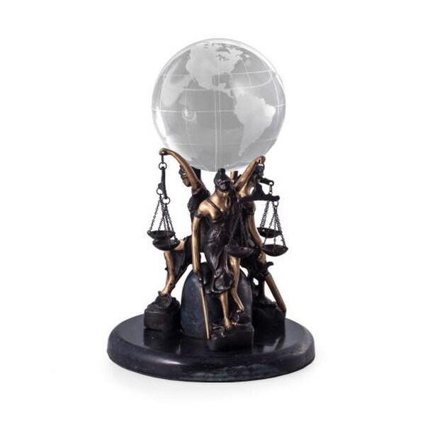 Blind Justice Glass Earth Ball Holder Sculpture Decorative Accessory